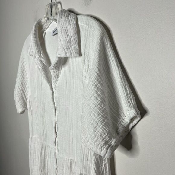 Petal & Pup Gauzy Tiered Button Front Midi Dress Size 6 Pockets Flowy Lagenlook - Picture 10 of 11